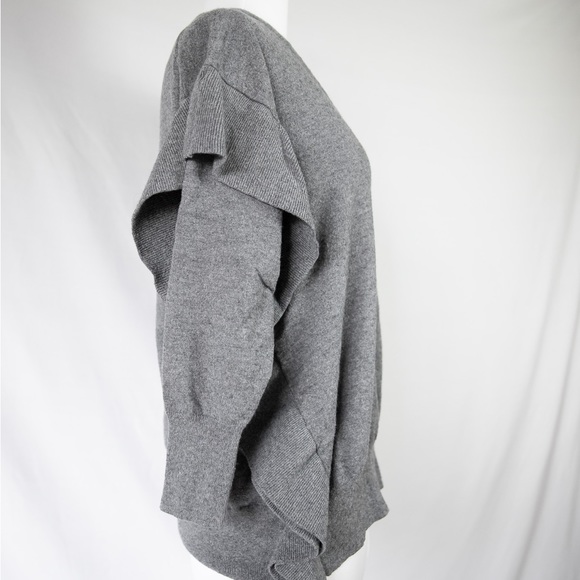 Zara grey pullover sweater w/ ruffles - Picture 2 of 8